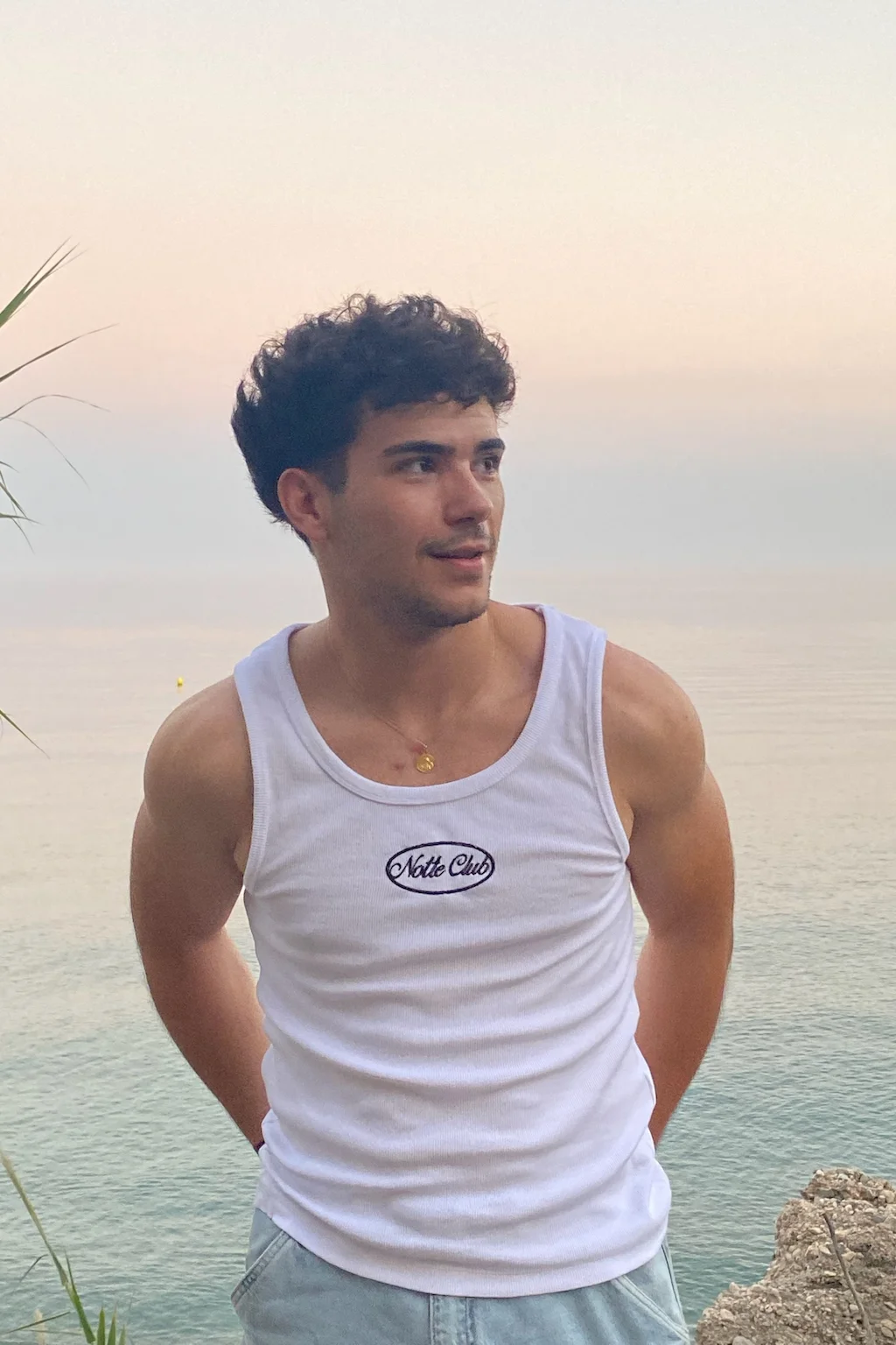 Notte Club - TAN LINES TANK TOP WHITE