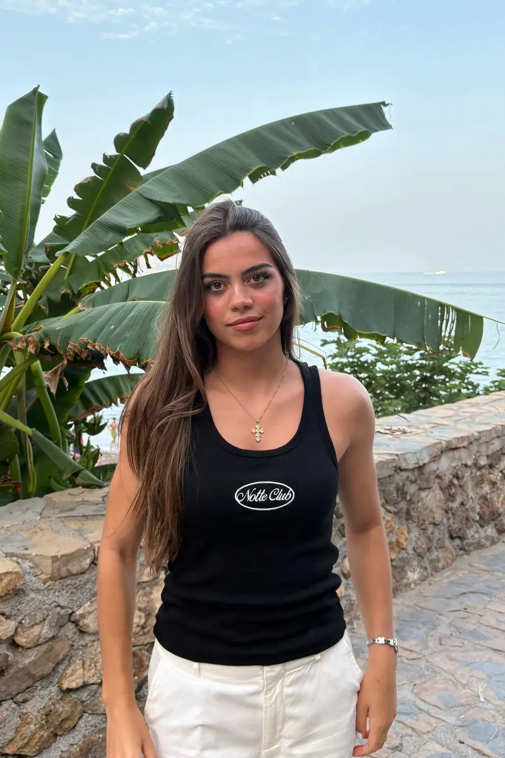 Notte Club - TAN LINES TANK TOP BLACK